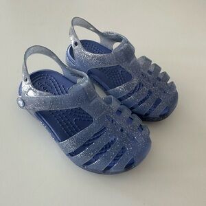 CROCS Blue and Silver Sandals with Glittery Finish